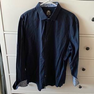 English Laundry navy and black patterned button up